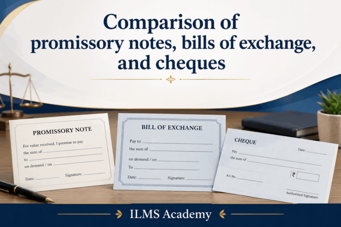  Comparison of promissory notes, bills of exchange, and cheques